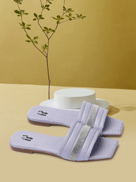 

TWIN TOES Purple Striped Flatform Sandals