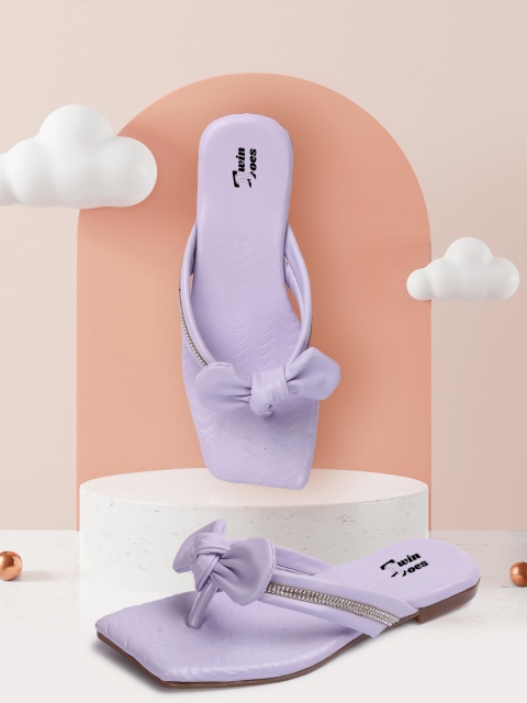 

TWIN TOES Women Purple Flats with Bows