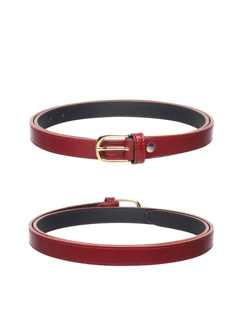 

URBAN ALFAMI Women Set Of 3 Printed Casual Belts, Red