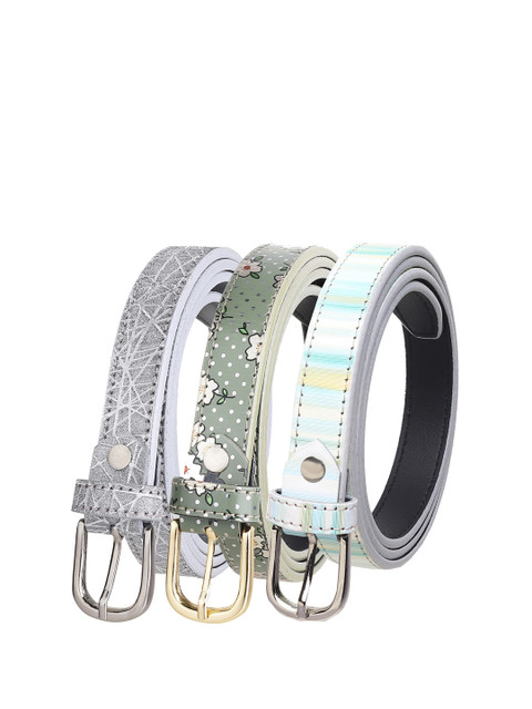 

URBAN ALFAMI Women Silver-Toned Printed Belt Set Of 3