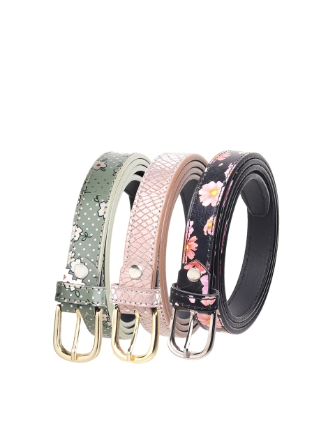

URBAN ALFAMI Women Printed Set of 3 PU Belt, Green