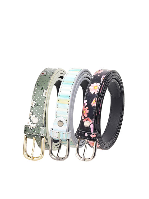 

URBAN ALFAMI Women Black and White Pack of 3 Printed PU Belt