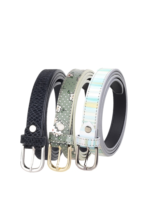 

URBAN ALFAMI Women White Printed Set of 3 PU Belt