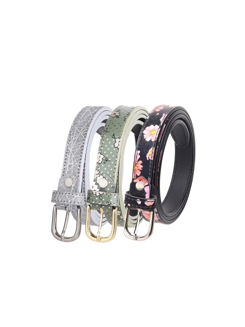 

URBAN ALFAMI Women Pack Of 3 Belt Silver-Toned Textured Belt