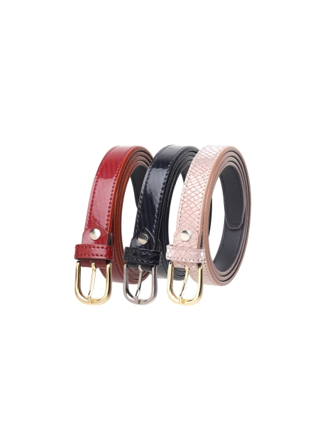 

URBAN ALFAMI Women set of 3 PU Belt, Maroon