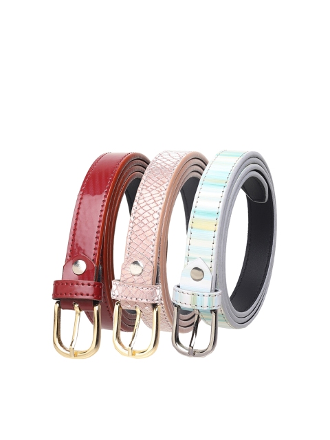 

URBAN ALFAMI Women Printed set of 3 PU Belt, Red