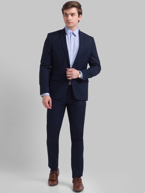 

Parx Men Navy Blue Solid Single-Breasted 2-Piece Cotton Formal Suit