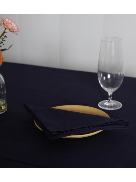 

HANDICRAFT PALACE Navy Blue Solid Pure Cotton Table Cover With 6 PC Napkins