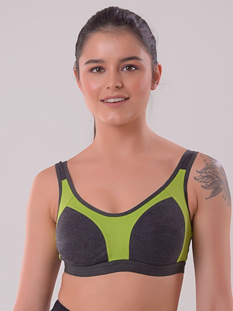 

Apraa & Parma Green & Grey Sports Bra Non-Wired Non Padded