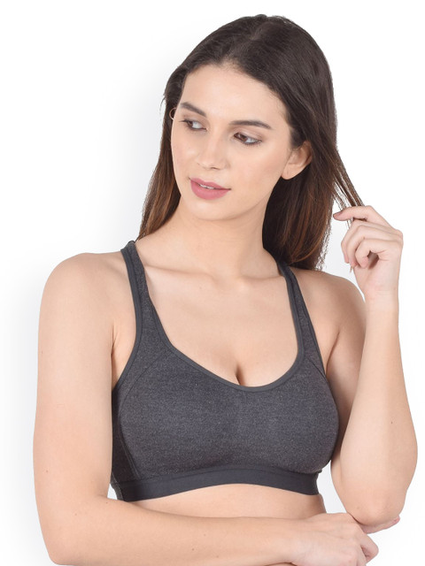 

Apraa & Parma Black Solid Non-Wired Non Padded Workout Bra AF- 3013 Black XS-Black