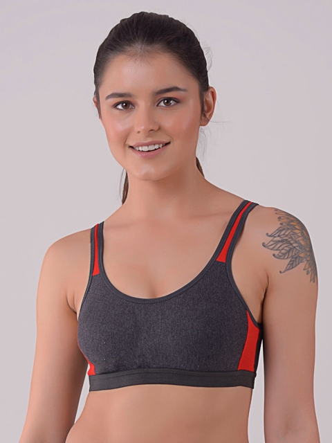 

Apraa & Parma Red & Black Colourblocked Non Padded Sports Bra