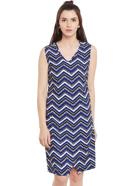 

Belle Fille Women Multicoloured Blue Printed Shift Dress, Multi