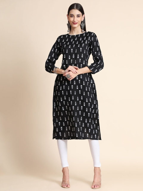 

MISHRI COLLECTION Women Black Ethnic Motifs Printed Kurta