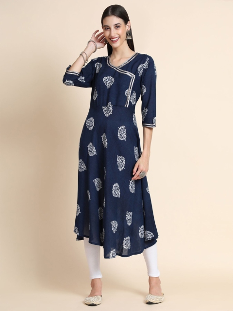 

MISHRI COLLECTION Women Navy Blue Ethnic Motifs Printed Kurta