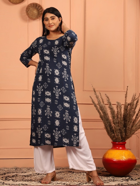 

MISHRI COLLECTION Women Blue Floral Printed Kurta