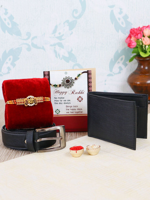 

TIED RIBBONS Rakhi With Wallet & Belt Combo Gift Set, Multi