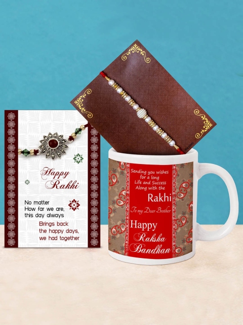 

TIED RIBBONS Rakhi with Printed Coffee Mug Combo Gift Set, White