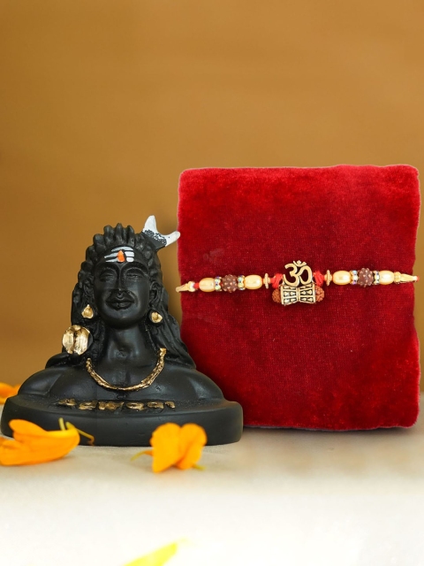 

TIED RIBBONS Gold-Toned & Black Rakhi Gift Set