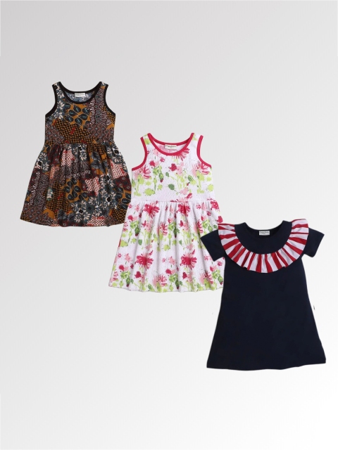 

CrayonFlakes Set of 3 Multicoloured Floral Fit & Flare Dresses, Brown