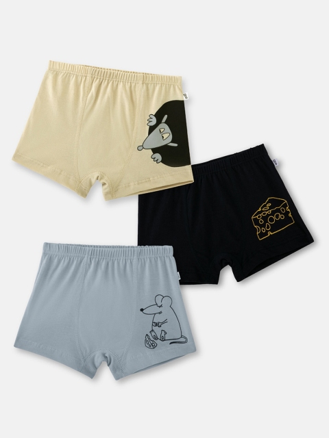

You Got Plan B Boys Pack of 3 Printed Cotton Boxer Briefs, Black
