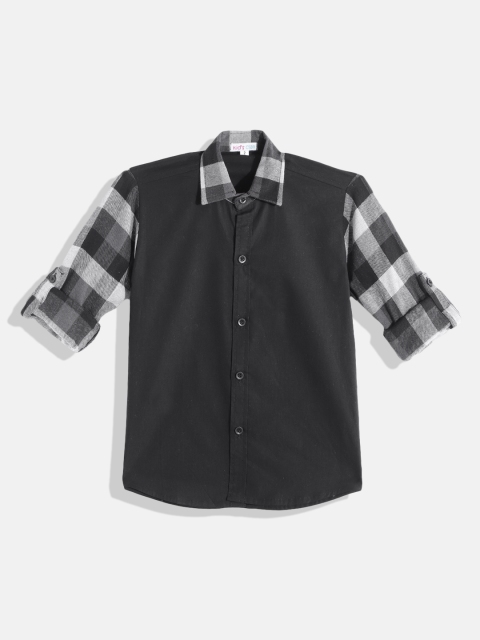 

Kids Clan Boys Black & Grey Classic Colourblocked Casual Shirt