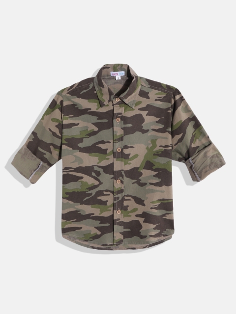 

Kids Clan Boys Green & Khaki Classic Printed Casual Shirt