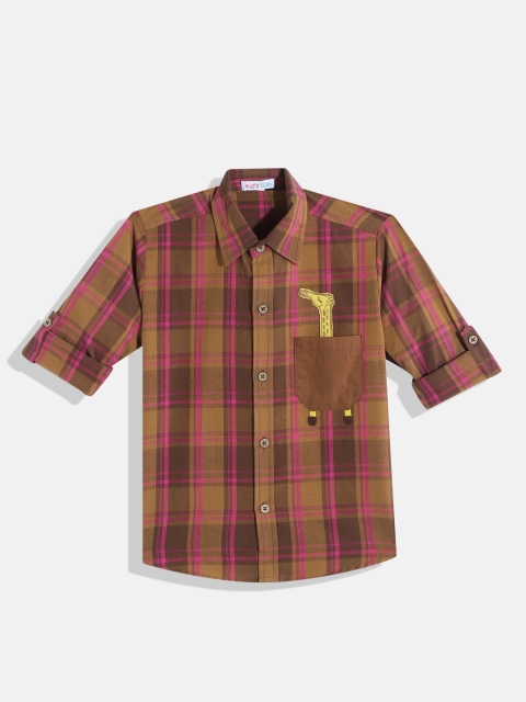 

Kids Clan Boys Brown & Pink Classic Tartan Checked Casual Shirt