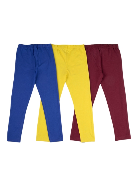 

JusCubs Pack of 3 Girls Solid Leggings, Blue