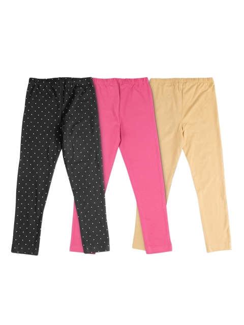 

JusCubs Girls Pack of 3 Solid Ankle-Length Leggings, Pink
