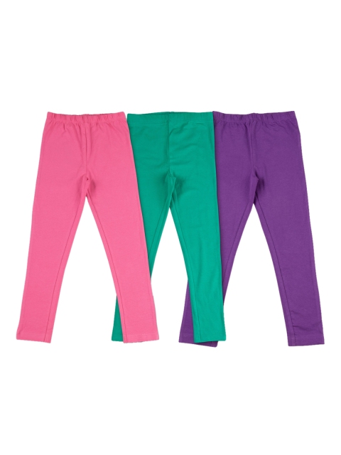 

JusCubs Girls Solid Ankle-Length Cotton Leggings Pack Of 3, Pink