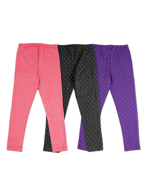 

JusCubs Girls Pack Of 3 Printed Ankle Length Cotton Leggings, Red