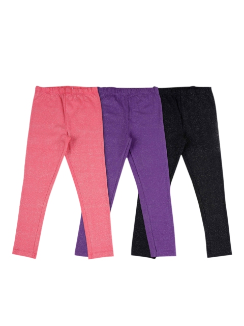 

JusCubs Girls Pack of 3 Solid Leggings, Pink