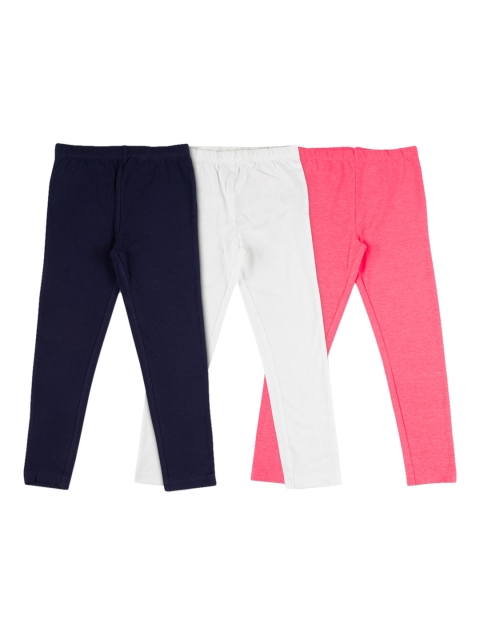

JusCubs Girls Pack of 3 Black, White & Pink Knitted Leggings