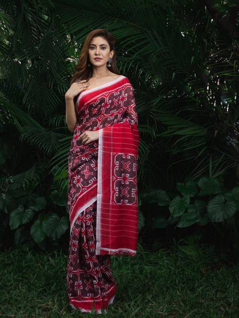 

BEATITUDE Brown & Red Saree