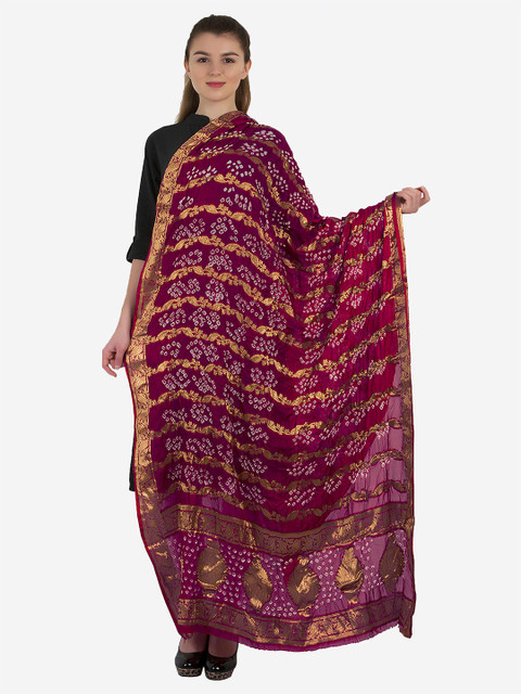 

La Vastraa Purple & White Woven Design Art Silk Dupatta