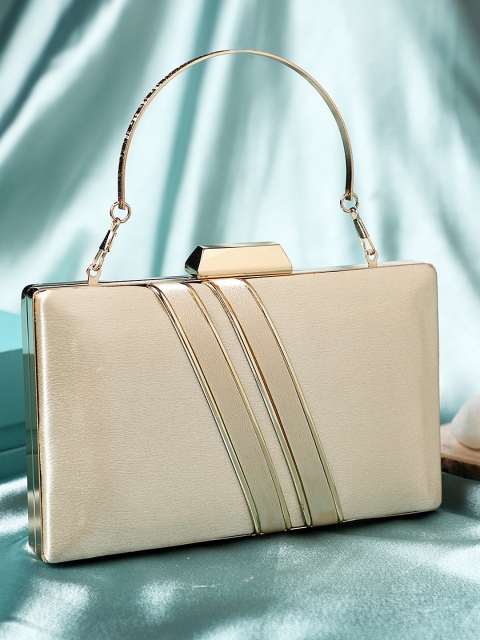 

Exotic Beige Striped Box Clutch