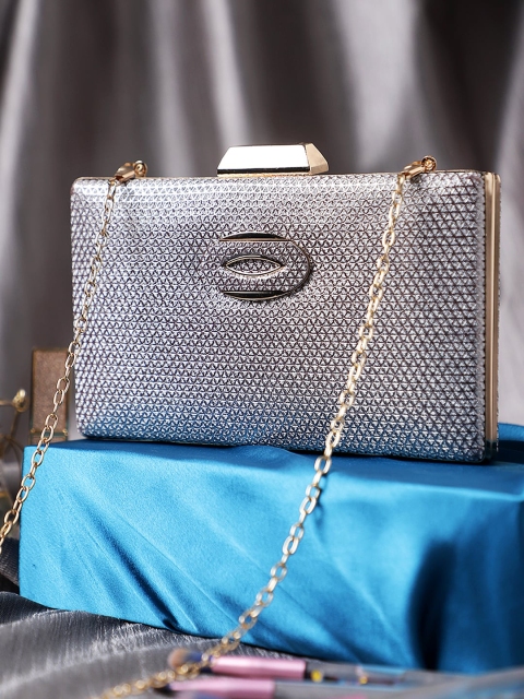 

Exotic Women Grey Embellished Box Clutch