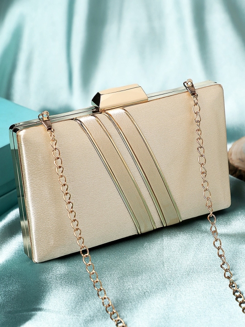 

Exotic Gold-Toned Embellished Box Clutch