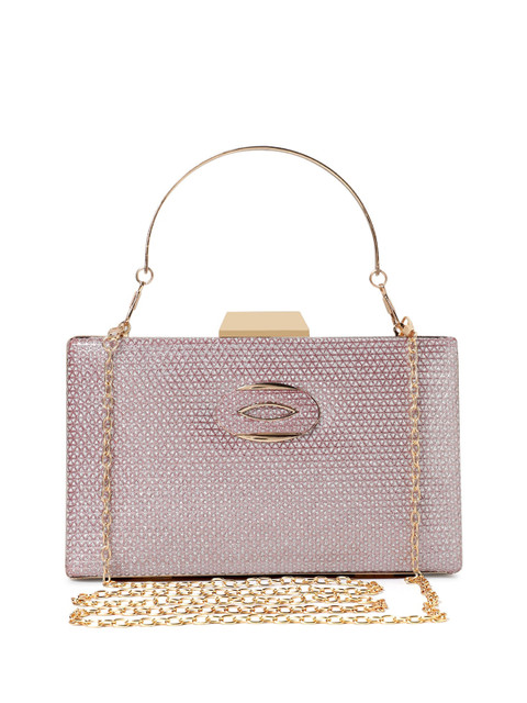 

Exotic Mauve & Gold-Toned Textured Box Clutch