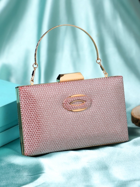 

Exotic Pink & Gold-Toned Textured Box Clutch