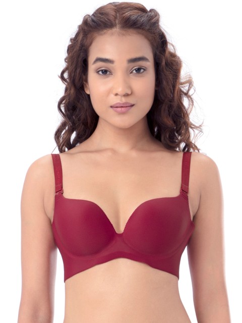 

PrettySecrets Maroon Solid Non-Wired Lightly Padded Plunge Bra B0005