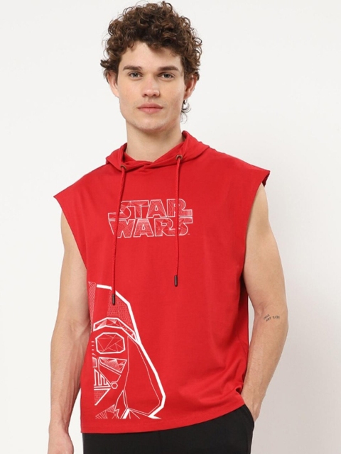 

Bewakoof Men Red Typography Printed Raw Edge Loose T-shirt