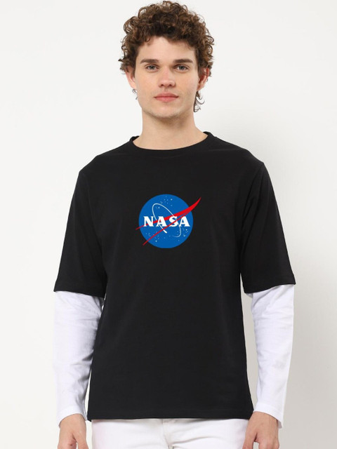 

Bewakoof Men Black Printed Drop-Shoulder Sleeves Loose T-shirt