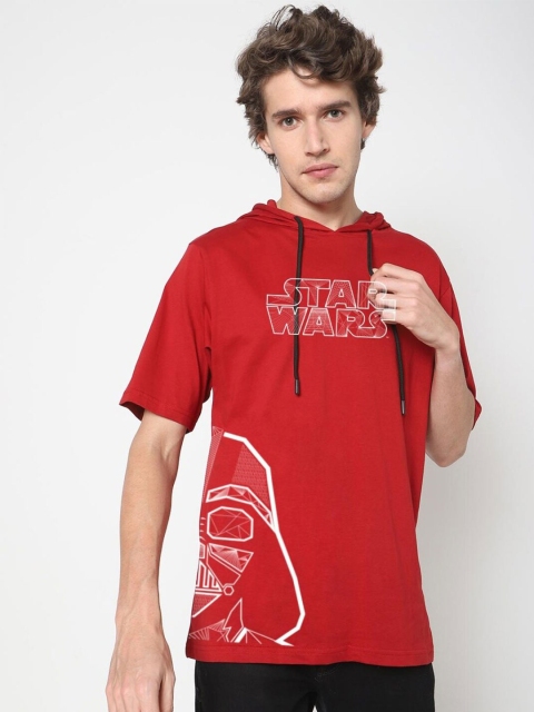 

Bewakoof Men Red & madder lake Printed Loose T-shirt