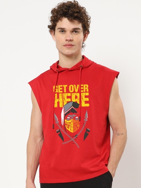 

Bewakoof Men Red Printed Applique Loose T-shirt