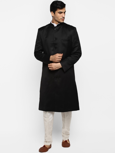 

ROYAL KURTA Men Black Solid Slim Fit Sherwani