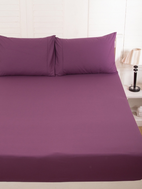 

MASPAR Purple 200 TC Fine Cotton Double Bedsheet with 2 Pillow Covers