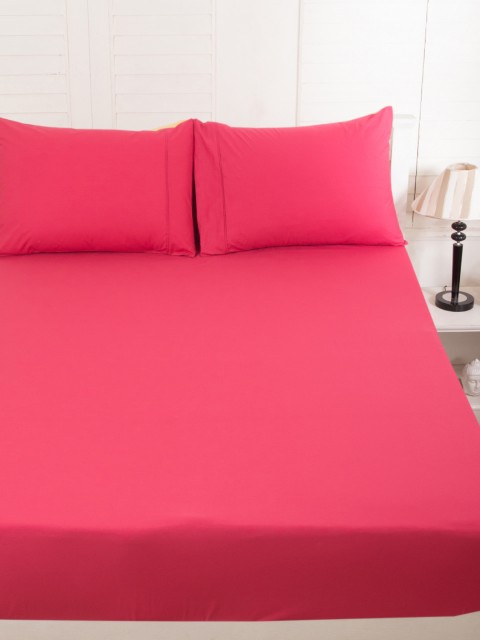 

MASPAR Pink 200 TC Fine Cotton Double Bedsheet with 2 Pillow Covers