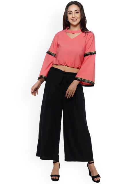 

SAKIA Women Peach-Coloured & Black Top with Trousers