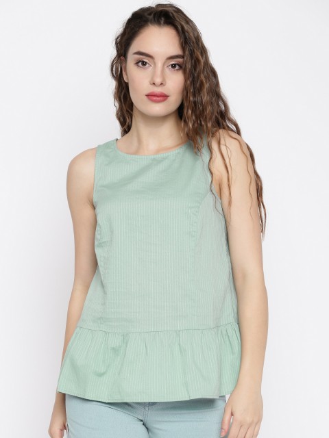 

Vero Moda Blue Striped Peplum Pure Cotton Top